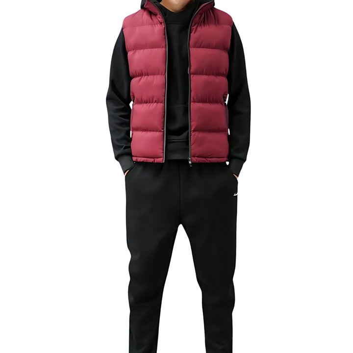 Men's quilted sleeveless puffer gilet with mock neck and zipped pockets