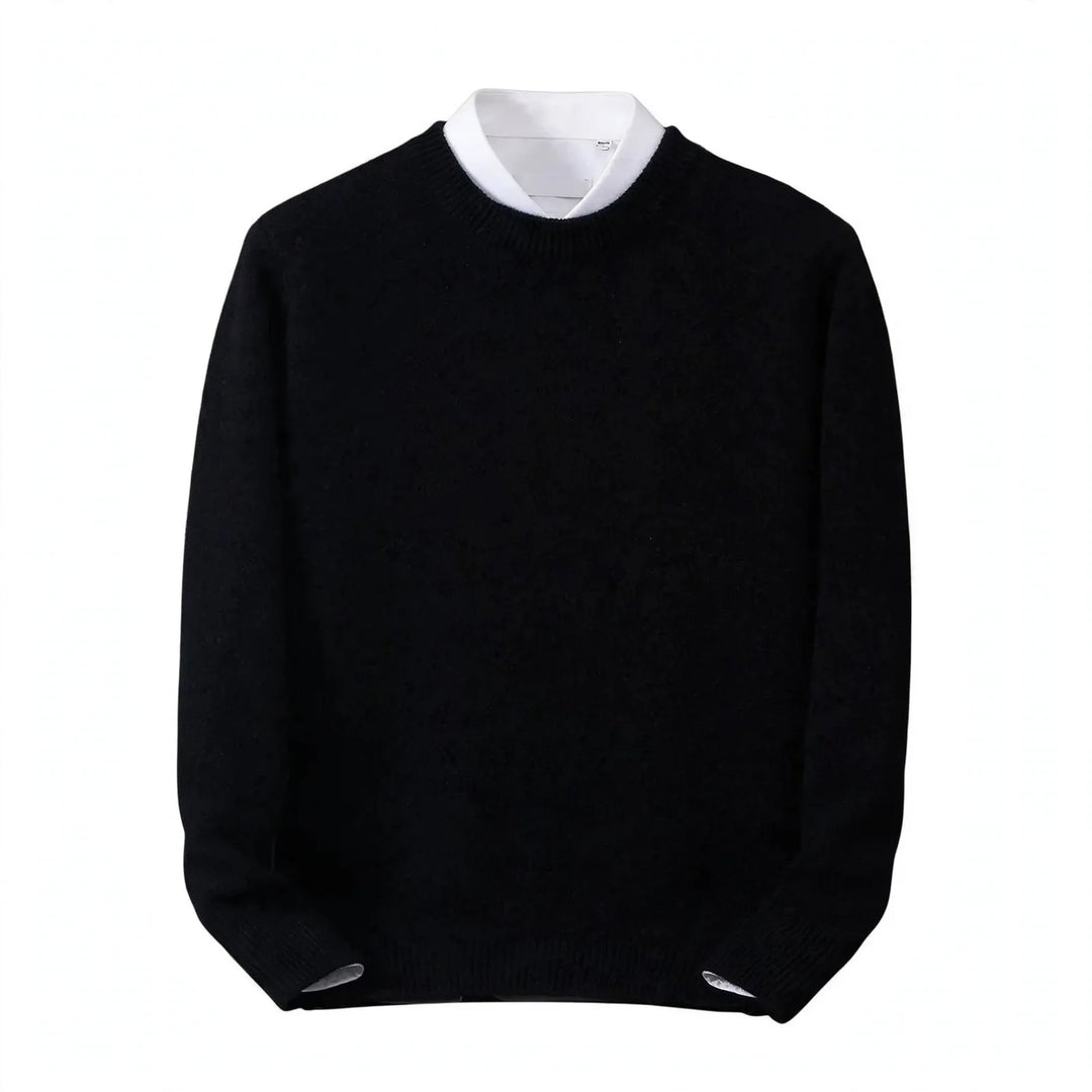Men's crew neck jumper with contrasting collar and long sleeves