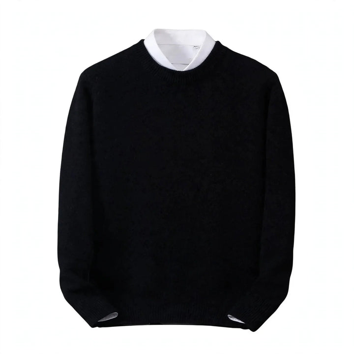 Men's crew neck jumper with contrasting collar and long sleeves