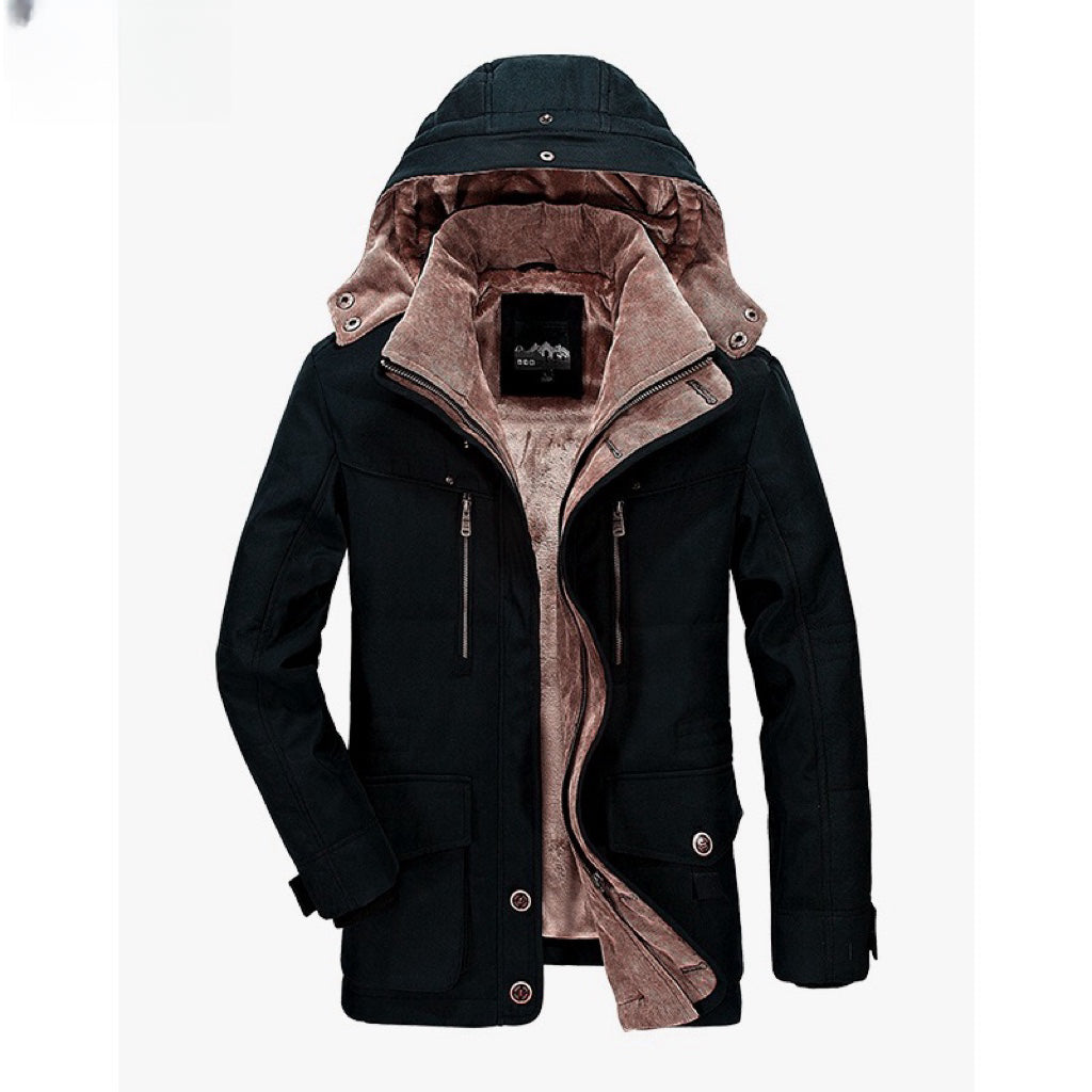 Men's hooded multi-pocket winter parka jacket