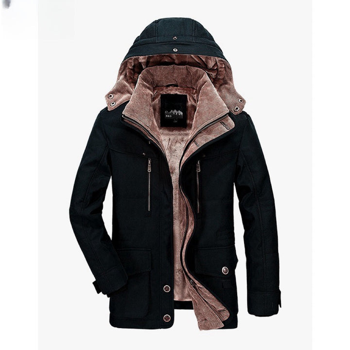 Men's hooded multi-pocket winter parka jacket