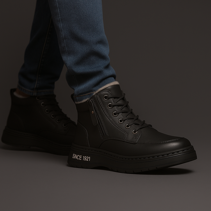 Unisex shearling ankle boots with laces and side zippers
