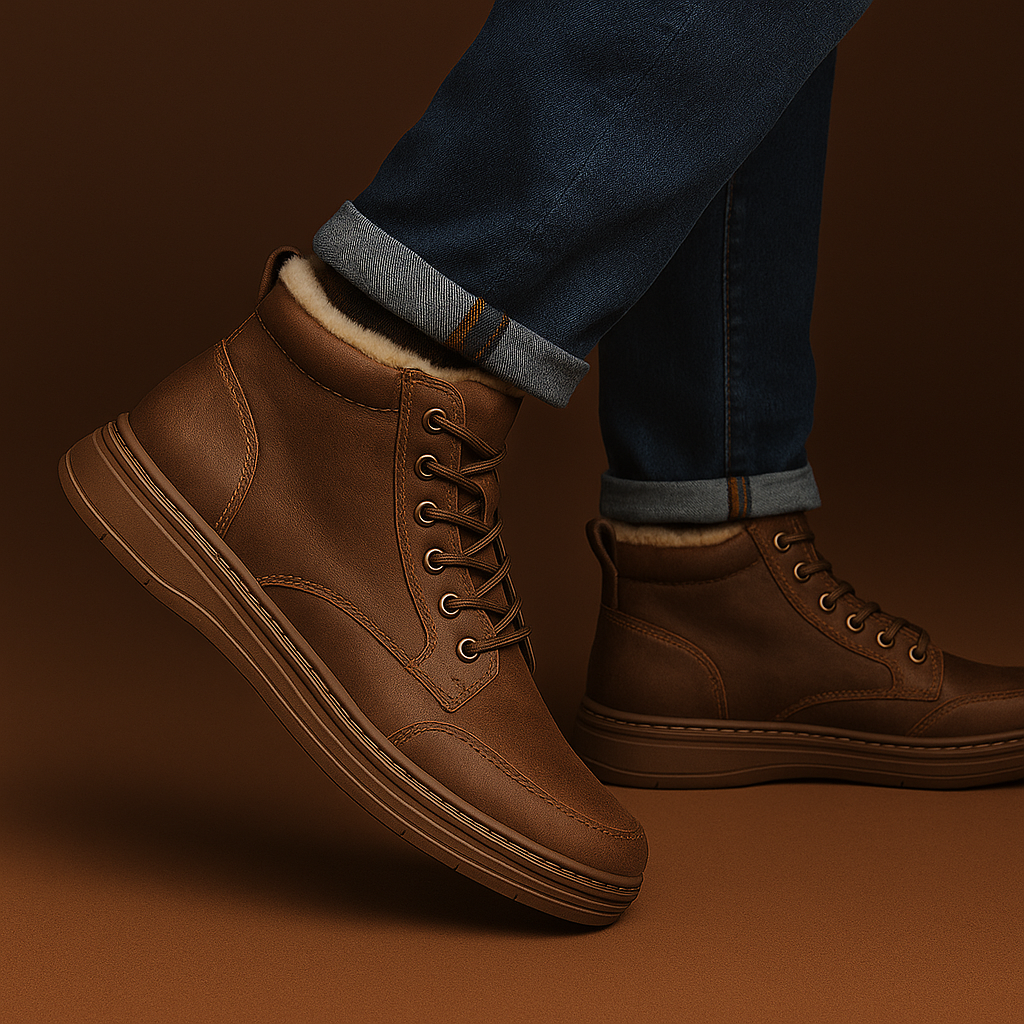 Unisex shearling ankle boots with laces and side zippers