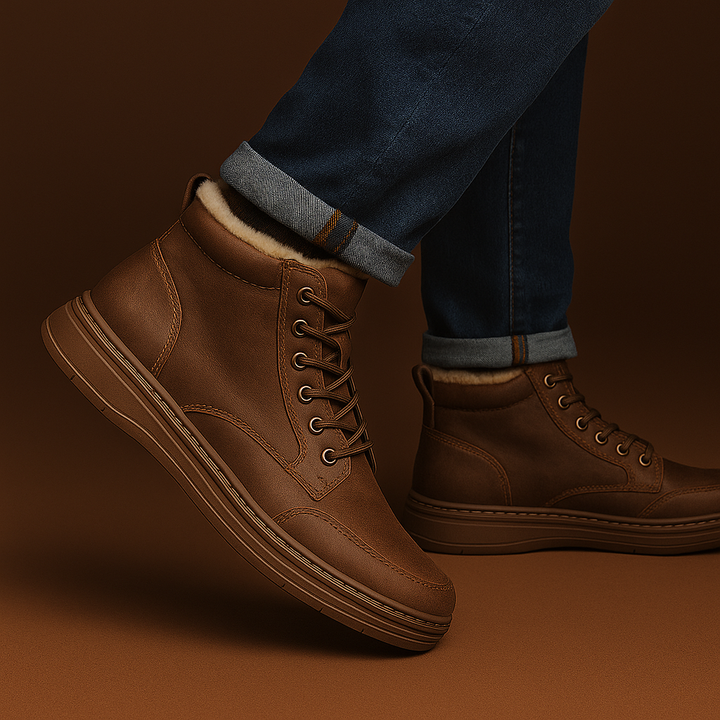 Unisex shearling ankle boots with laces and side zippers