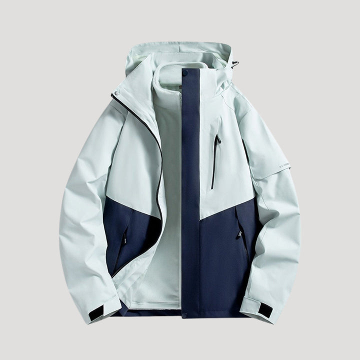 Women's hooded windbreaker jacket with zipped pockets