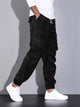 Men's corduroy cargo trousers with drawstring waist and elasticated ankle hems