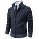 Men's textured diamond zip sweater with stand collar