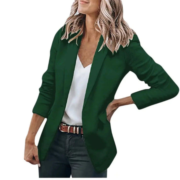 Women's open front blazer with notched lapels