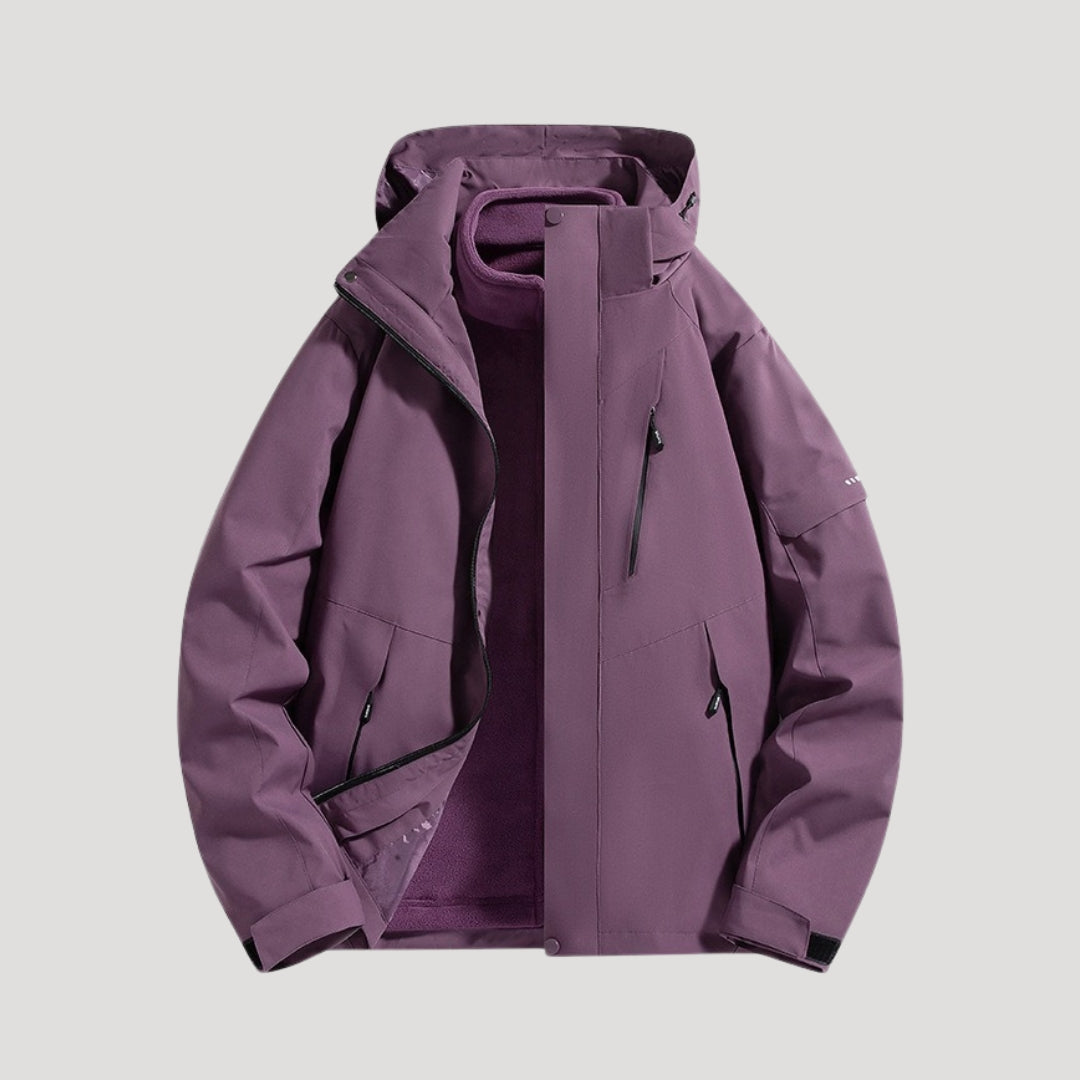 Women's hooded windbreaker jacket with zipped pockets