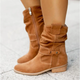 Women's slouch ankle boots with wraparound straps and low heels
