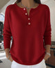 Women's ribbed knit jumper with round neckline and front button placket