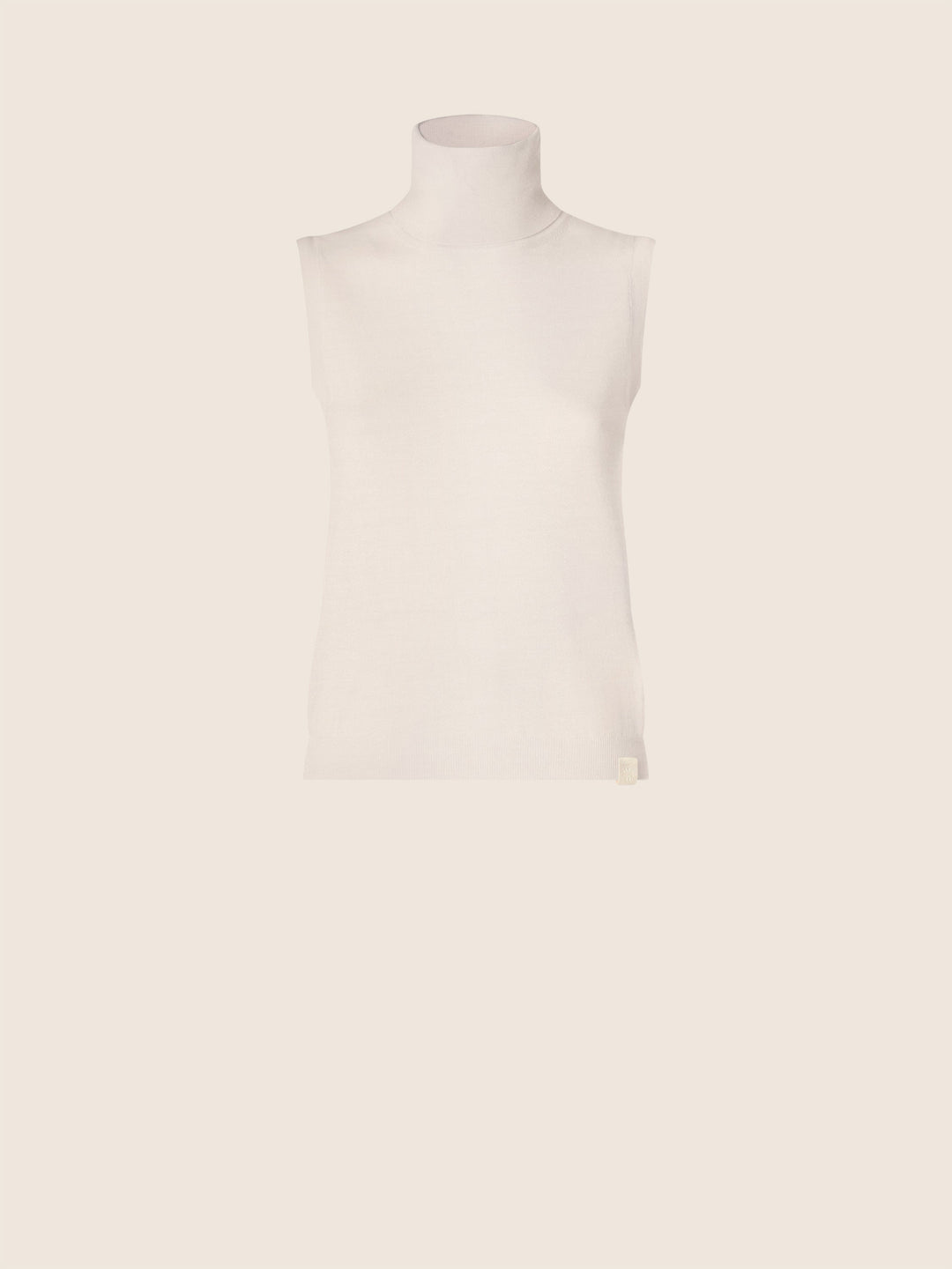Women's cream sleeveless mock neck knit sweater
