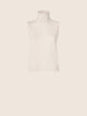 Women's cream sleeveless mock neck knit sweater