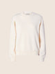Women's cream crew neck jumper with long sleeves and ribbed trims