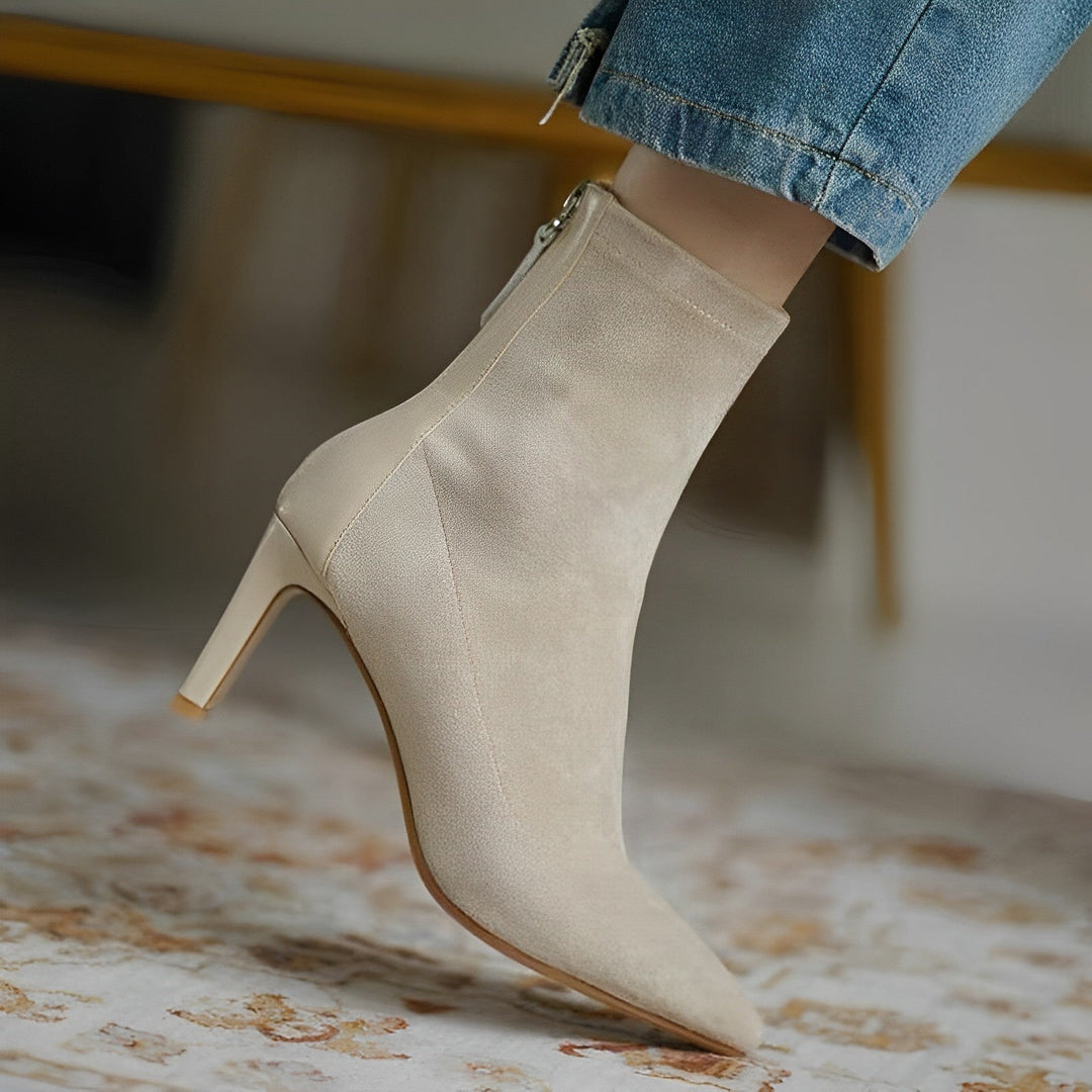 Women's pointed-toe ankle boots with high stiletto heels