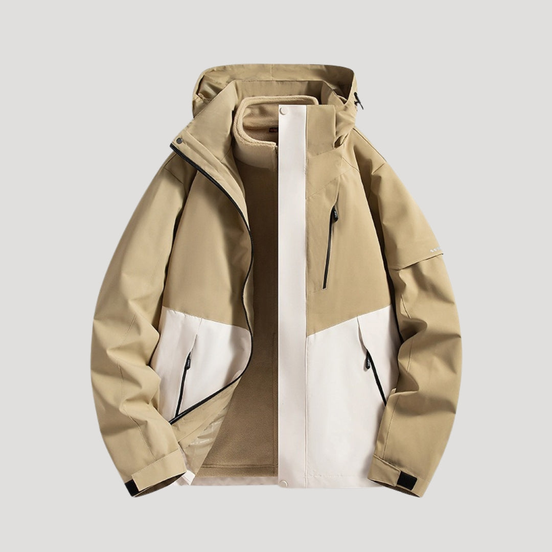 Women's hooded windbreaker jacket with zipped pockets