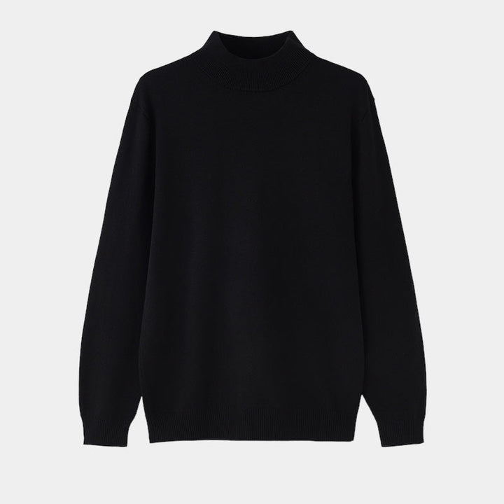 Plain mock neck sweater with long sleeves and ribbed trims