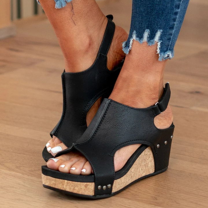 Linda | Suede Wedge Sandals - Image 6