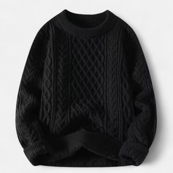 Men's cable knit crew neck jumper