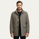 Men's tailored button overcoat with stand collar and flap pockets