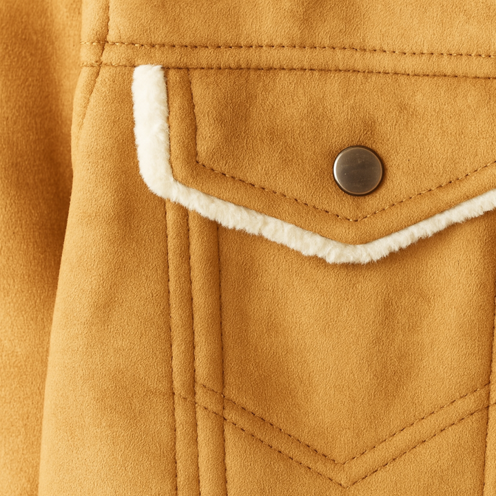 Men's sherpa lined jacket with snap fastening, long sleeves and multiple front pockets