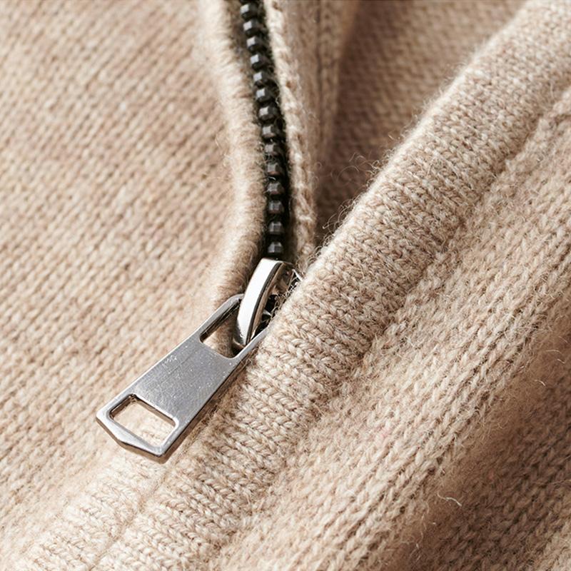 Men's plain quarter zip jumper with mock neck and long sleeves