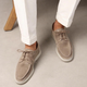 Men's black and beige suede loafer with lace-up front and crepe sole