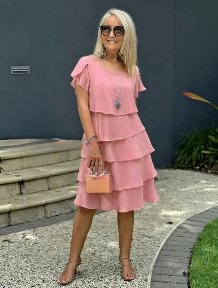 Karen | Women’s Short Sleeve Layered Midi Dress - Image 8