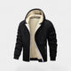 Men's hooded zip jacket with contrast sherpa-style lining and front pockets