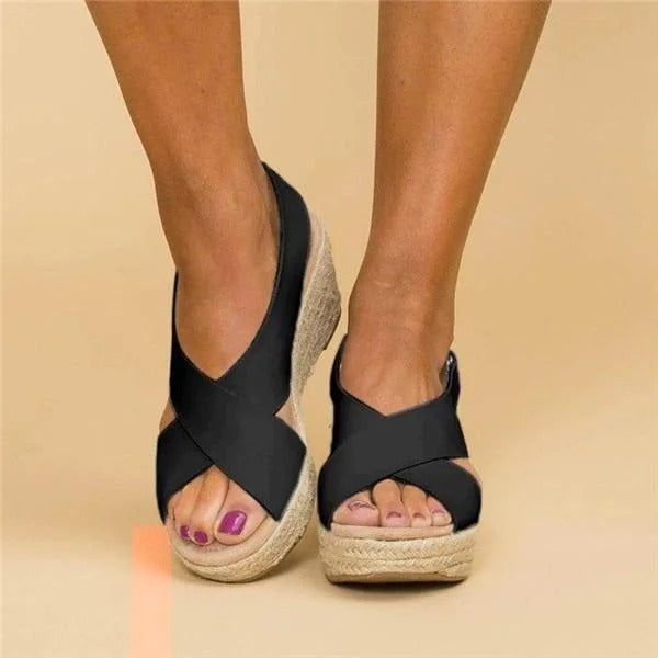 Paloma | Women's Espadrille Wedge Sandals with Cross Straps
