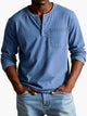 Men's plain grandad shirt with mandarin collar, buttons and chest pocket