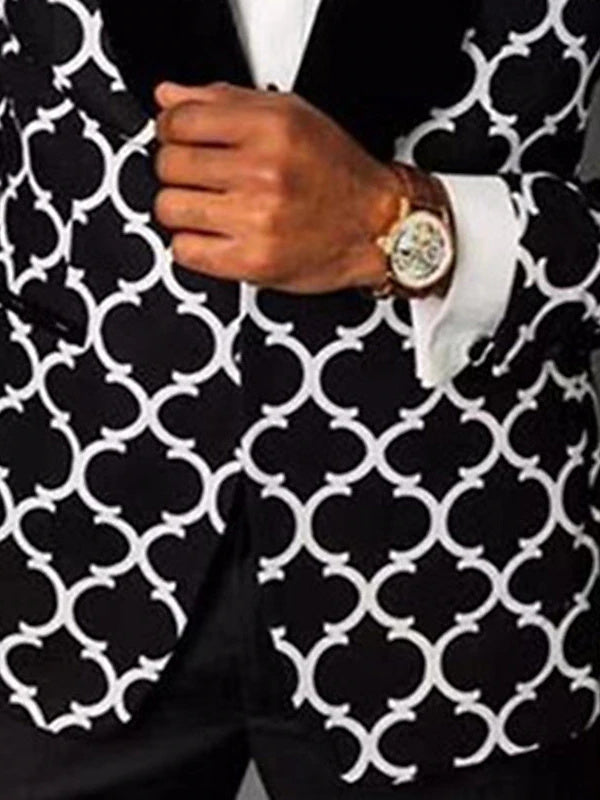 Men's Check Party Suit in black