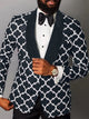 Atticus | Men's Patterned Blazer Three Piece Set with Long Sleeve Shirt and Bow Tie