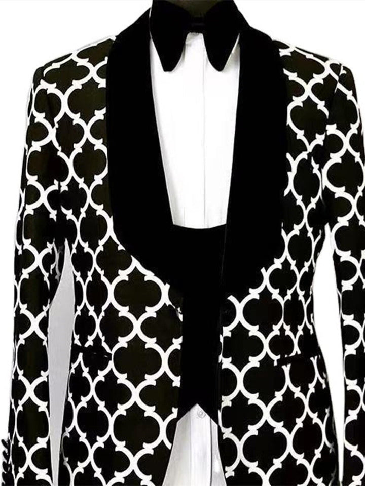 Men's Check Party Suit in black