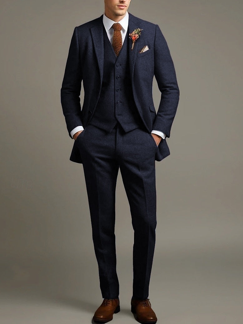 Men's 3-Piece Tweed Wedding Suit