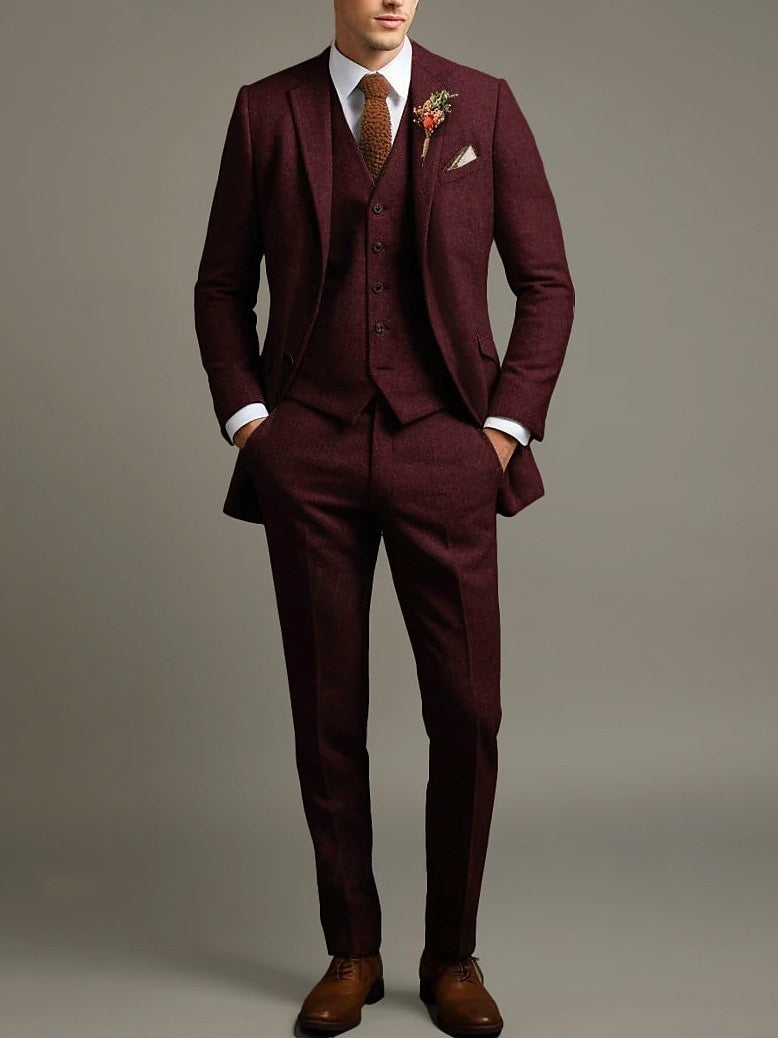 Men's 3-Piece Tweed Wedding Suit