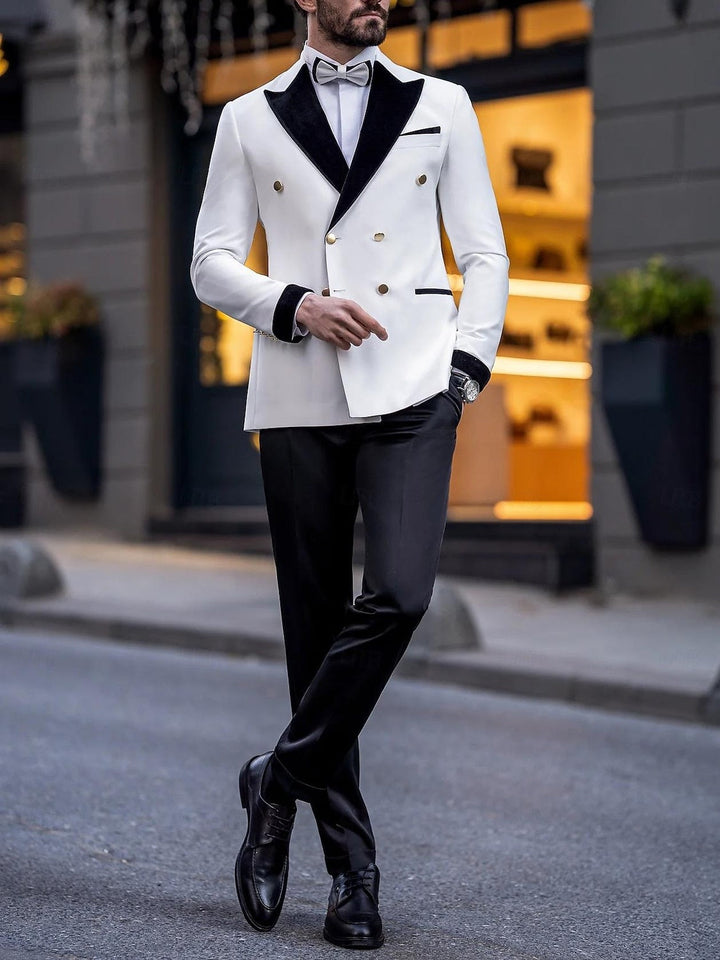 Men's 2-Piece Colour Block Wedding Tuxedo in white