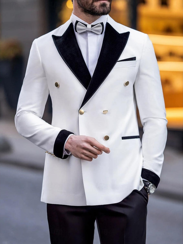 Men's 2-Piece Colour Block Wedding Tuxedo in white