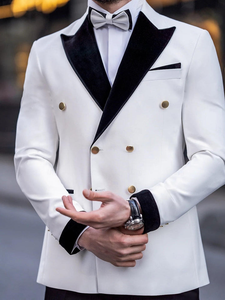 Men's 2-Piece Colour Block Wedding Tuxedo in white