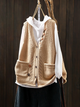 Women's textured knitted vest with V-neck, buttons and patch pockets