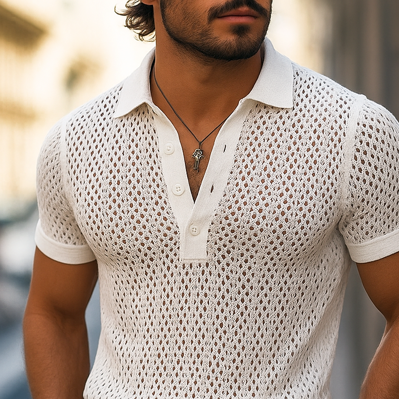 Gavin | Men's Knit Short Sleeve Polo Shirt