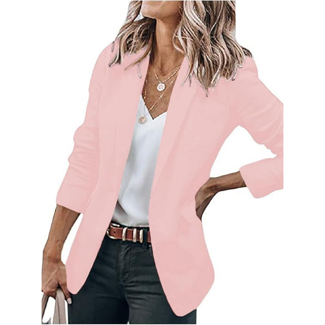 Women's open front blazer with notched lapels