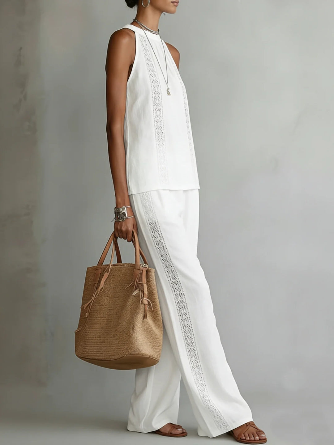 Women's two-piece halter-neck linen set