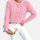 Women's textured cable knit jumper with crew neck and long sleeves