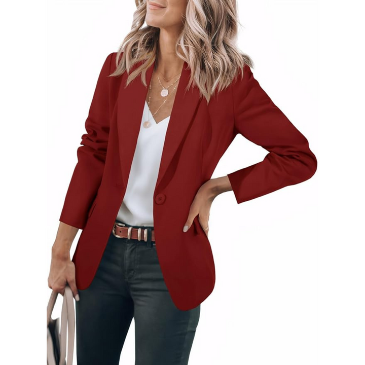 Women's open front blazer with notched lapels