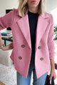 Women's blazer with notched lapels and ribbed knit sleeves