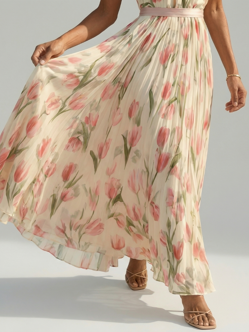Aurelle | Halter Neck Floral Midi Dress for Women - Image 3