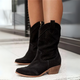 Women's perforated ankle boots with pointed toes and block heels