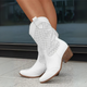 Women's perforated ankle boots with pointed toes and block heels