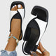 Women's Square Toe Colourblock Slip-On Flat Sandals